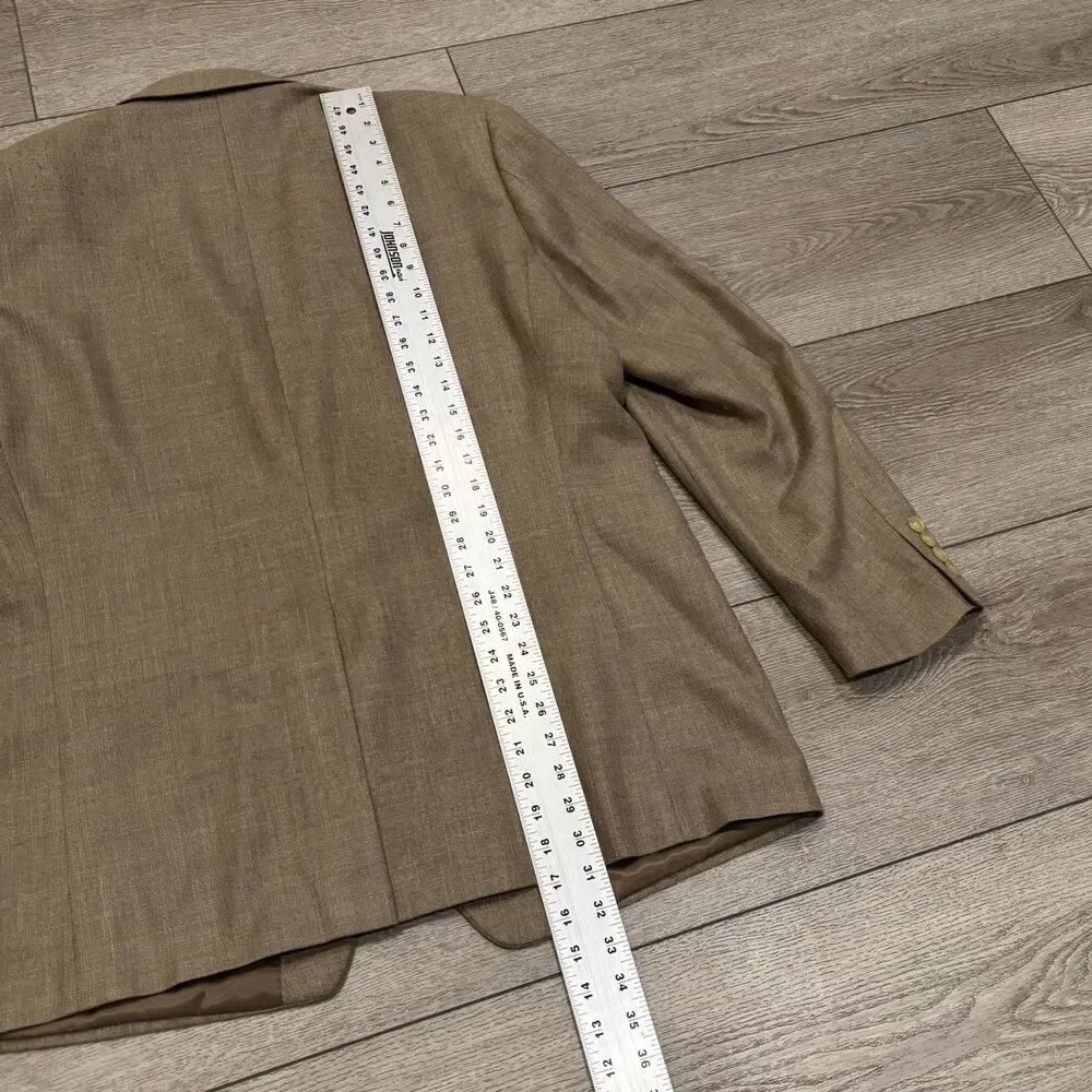 Vintage Lauren Ralph Lauren Jacket Men's 46L‎ Brown Blazer Linen Poly Blend